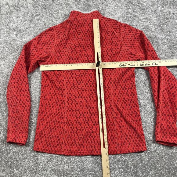 North Face 1/4 Zip Pullover Womens Medium Fleece Diamond Print Outdoors Red - Picture 8 of 9